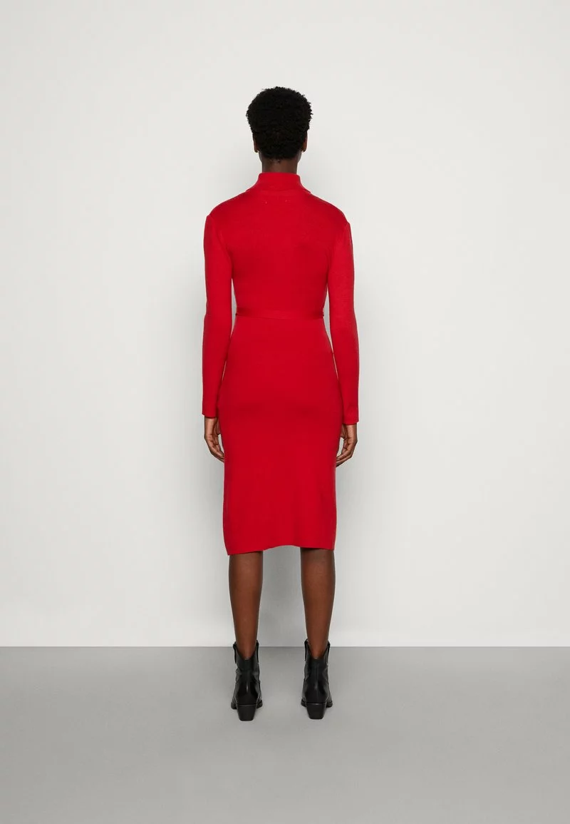 Anna Field ROLLKRAGEN RIPP MINI STRICKKLEID MIT GÜRTEL - Strickkleid - Red 5 Anna Field ROLLKRAGEN RIPP MINI STRICKKLEID MIT GÜRTEL - Strickkleid - Red – Bild 3