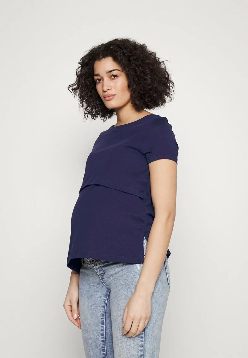 Anna Field MAMA MATERNITY LONG TEE - T-Shirt Basic - Dark Blue 3 Anna Field MAMA MATERNITY LONG TEE - T-Shirt Basic - Dark Blue