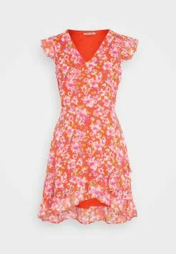Anna Field VOLANT SHORT DRESS - Freizeitkleid - Red/multicoloured -Anna Field Geschäft 8c0398261f59448b9a1518c9bfcfd3a6