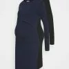 Anna Field MAMA 2 PACK NURSING DRESS - Jerseykleid - Dark Blue/black