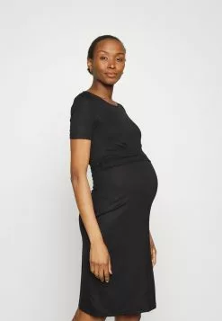 Anna Field MAMA SHORT SLEEVES RUCHED WAIST MINI FLARED DRESS - Jerseykleid - Black