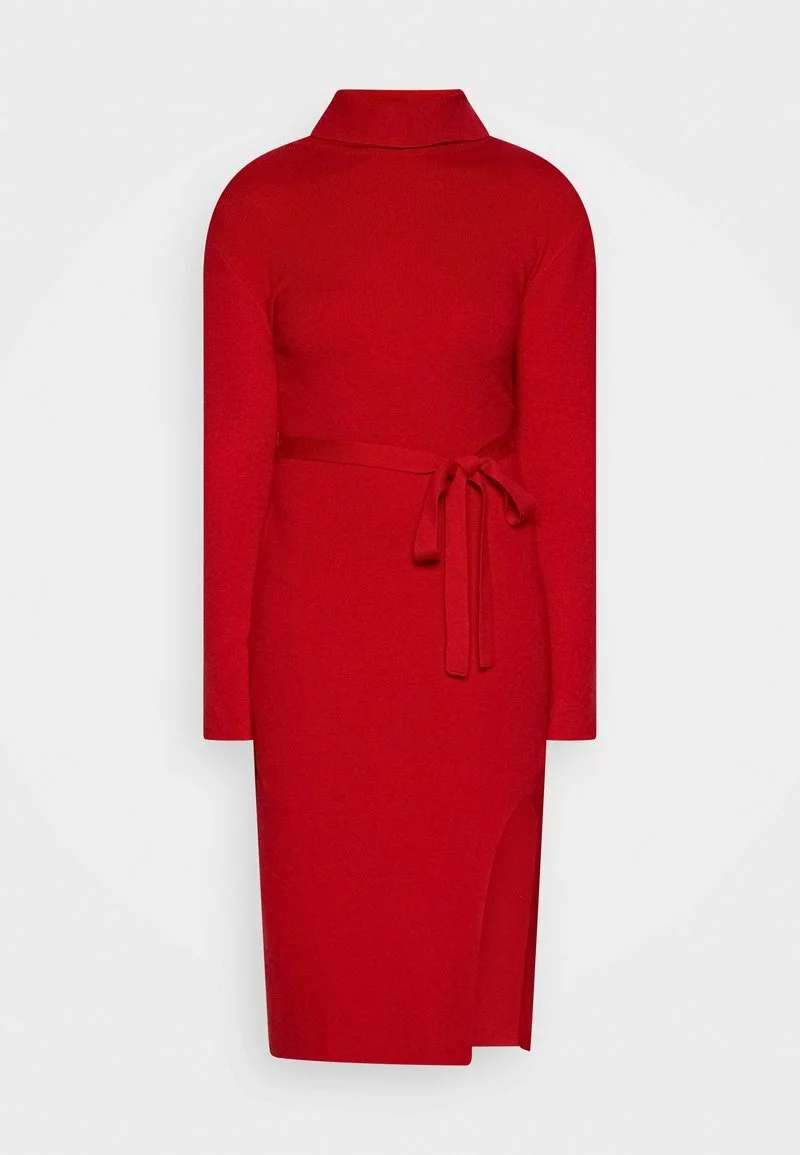 Anna Field ROLLKRAGEN RIPP MINI STRICKKLEID MIT GÜRTEL - Strickkleid - Red 7 Anna Field ROLLKRAGEN RIPP MINI STRICKKLEID MIT GÜRTEL - Strickkleid - Red – Bild 5