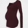 Anna Field MAMA V NECK BASIC LONG SLEEVE TOP - Langarmshirt - Bordeaux